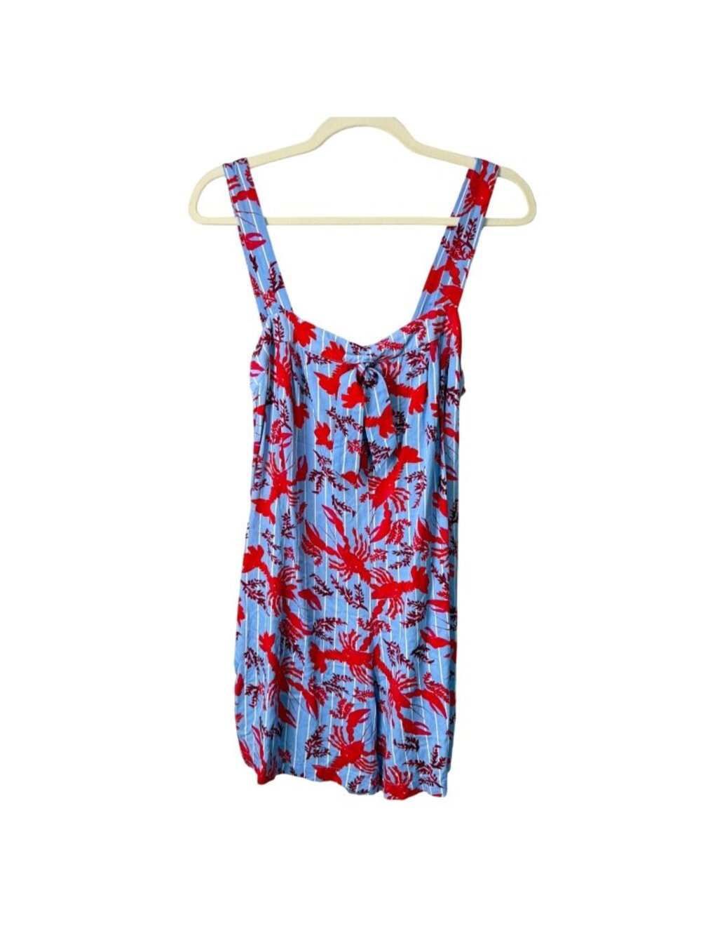 Corey Lynn Calter Anthropologie Womens Size S Lobster Romper Pockets Blue Red - Picture 2 of 9